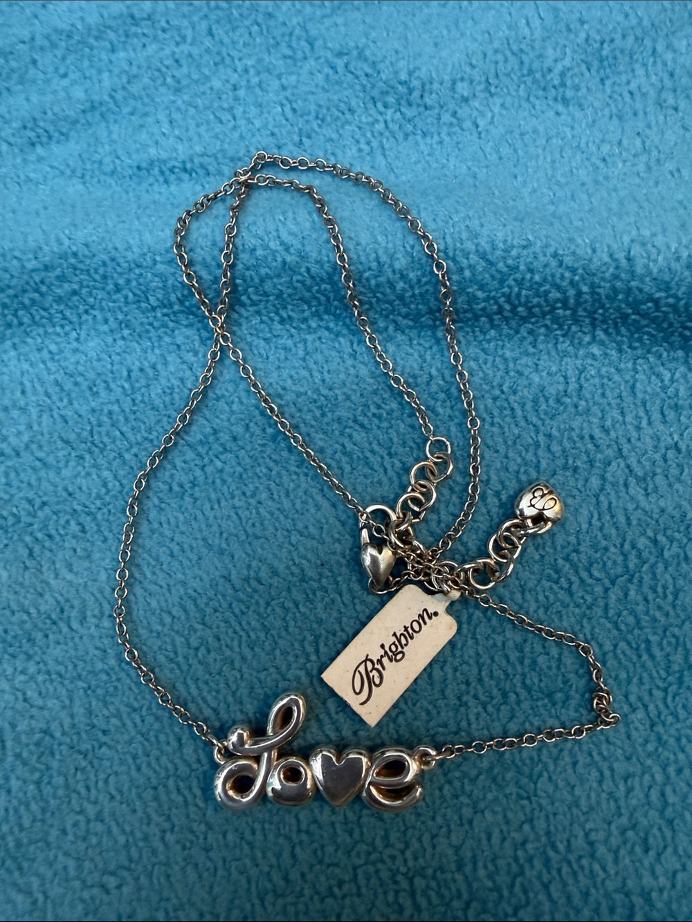 Brighton Silver 'Love' Script Necklace with Heart Accent
